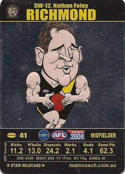2008 Team Zone AFL Team - Star Wildcards #SW-12 Nathan Foley Front